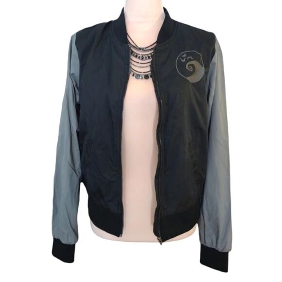 Disney 2019 The Nightmare Before Christmas Black Grey Bomber Jacket Medium - Picture 5 of 16